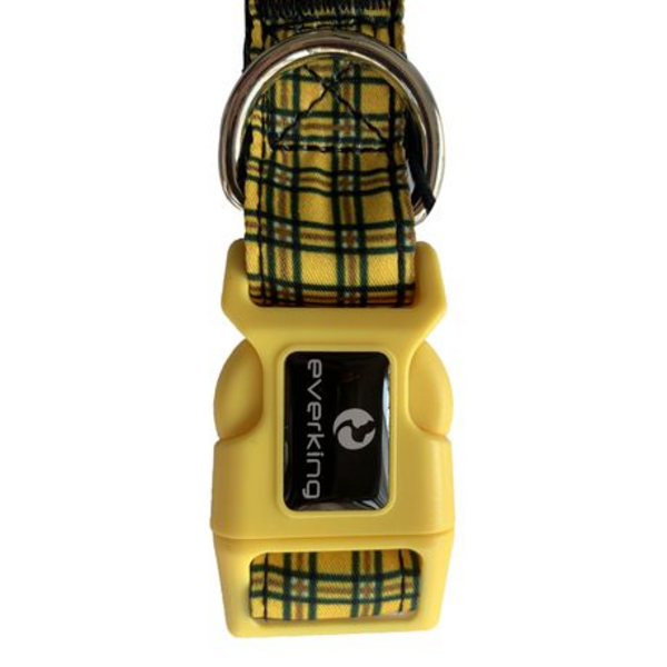Bright Yellow Plaid Design Dog Collar - Adjustable - Image 2