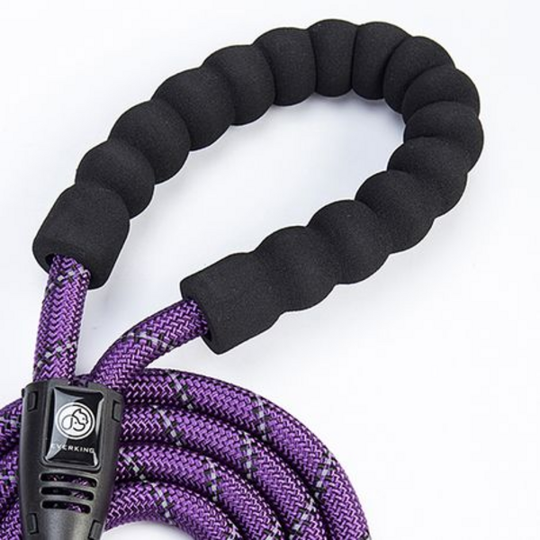 Premium Rope Dog Lead with Comfortable Padded Handle - Purple - Image 2