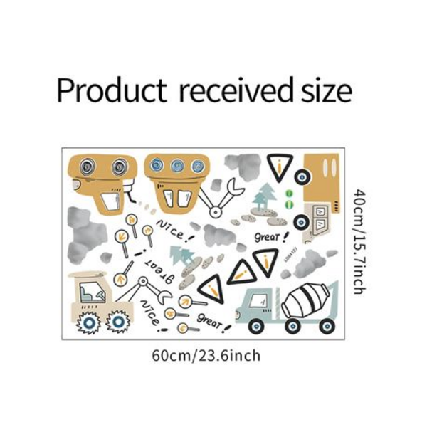 Cute Contruction Vehicle Kids Room Wall Art-Sticker-Decor