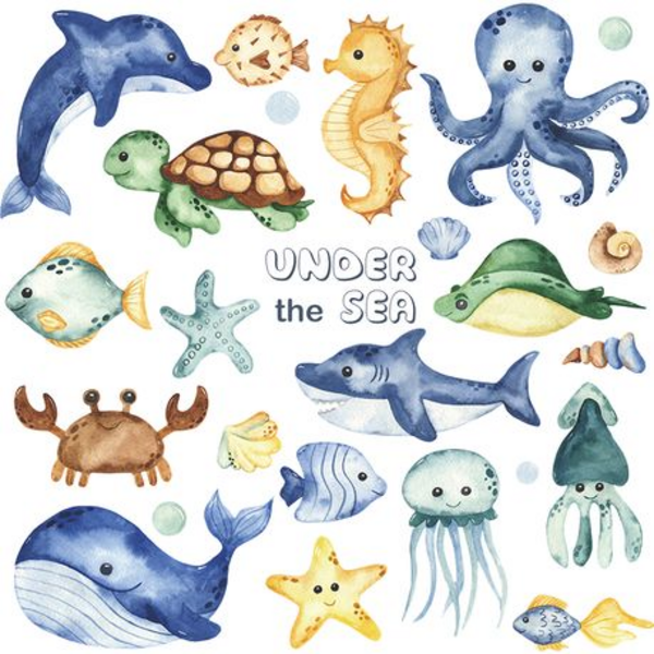 Ocean-Under the Sea Themed Kids Room Wall Art-Sticker-Decor - Image 2