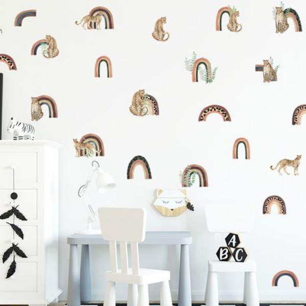 Cheetah and Rainbow Kids Room Wall Art-Sticker-Decor - Image 6