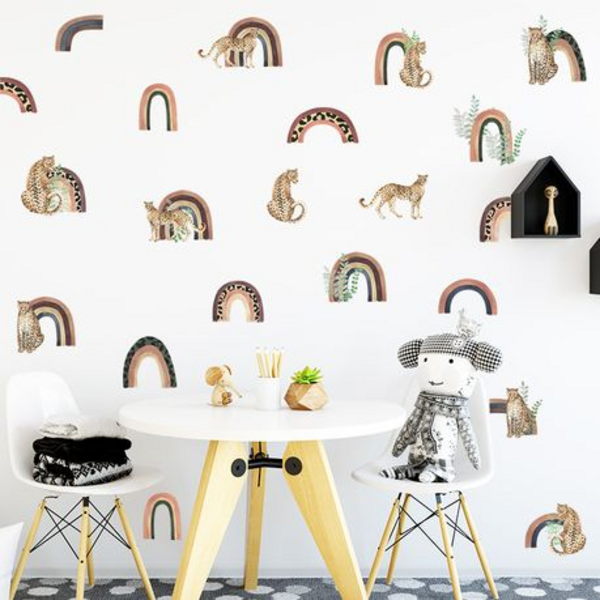 Cheetah and Rainbow Kids Room Wall Art-Sticker-Decor - Image 4