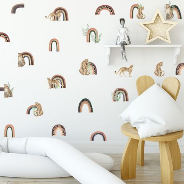 Cheetah and Rainbow Kids Room Wall Art-Sticker-Decor - Image 7