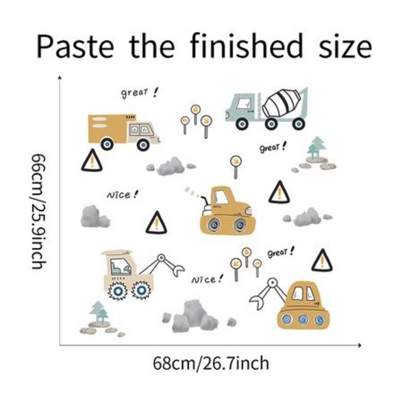 Cute Contruction Vehicle Kids Room Wall Art-Sticker-Decor - Image 3