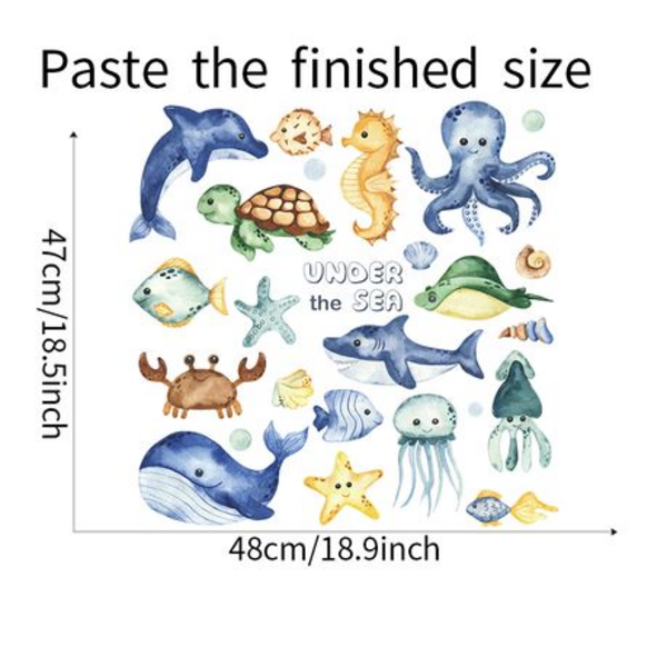 Ocean-Under the Sea Themed Kids Room Wall Art-Sticker-Decor - Image 4