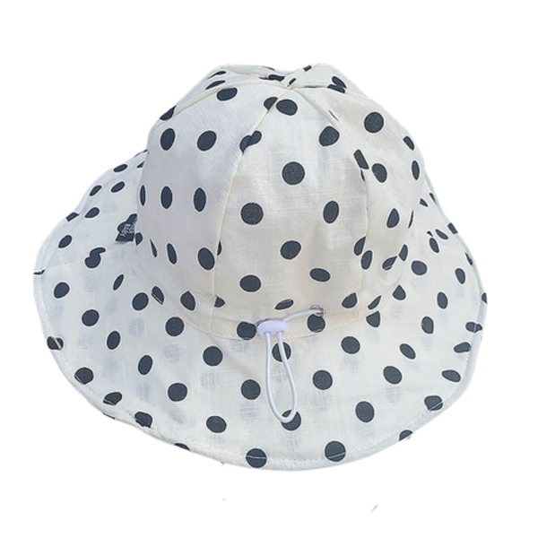 Polka Dot Cute Summer Girls Hat with Adjustable Size Strap - 46 - 50cm - Image 4